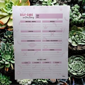 NWT M.C. squares SELF CARE INTENTIONS TRACKER Reusable adhesive white board